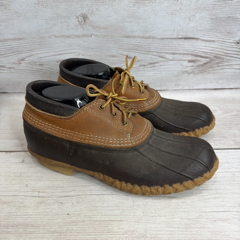 L.L. Bean Mens 11 M Brown Maine Hunting Shoe Leather Rubber Duck Low Boots